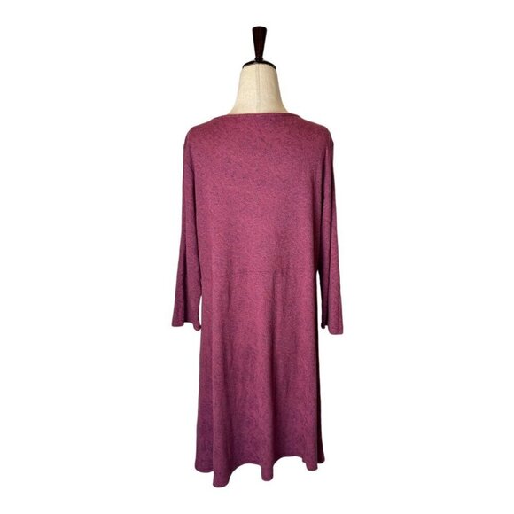 Cut Loose Dress‎ Women Large Pink Mauve Lace Like Pattern Long Sleeve Mini Boho - Picture 2 of 9